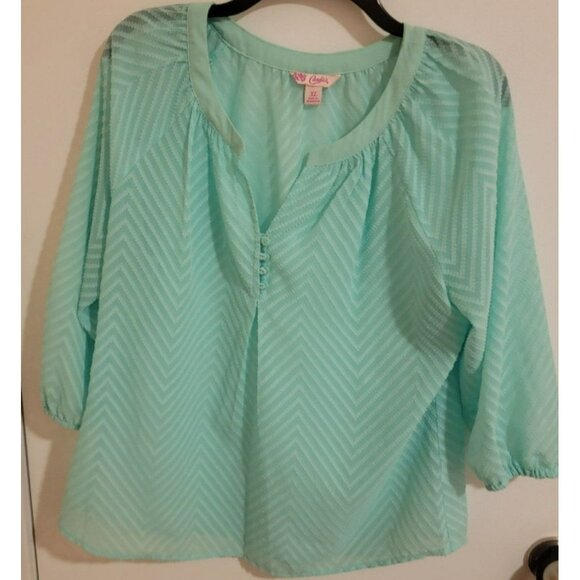 Candie's Mint Green Blouse - Picture 1 of 6